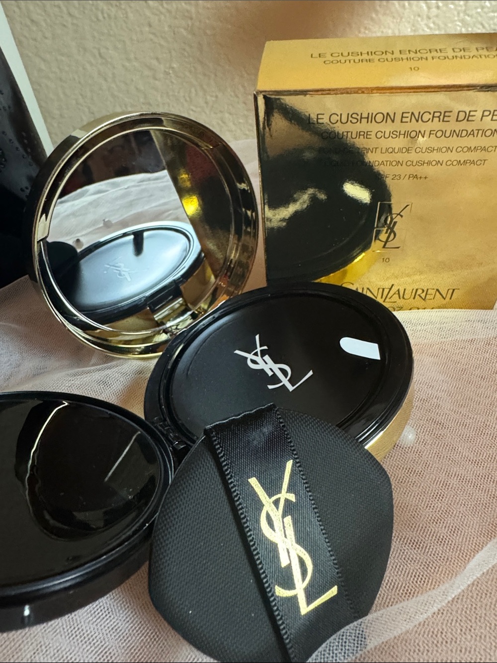 Yves Saint Laurent Black & Gold Compact Foundation and Lipstick Set - Picture 7 of 16